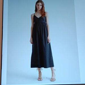 Quince 100% Organic Cotton Sleeveless Maxi Dress Black Small New With Tags